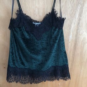 Velvet and lace tank top